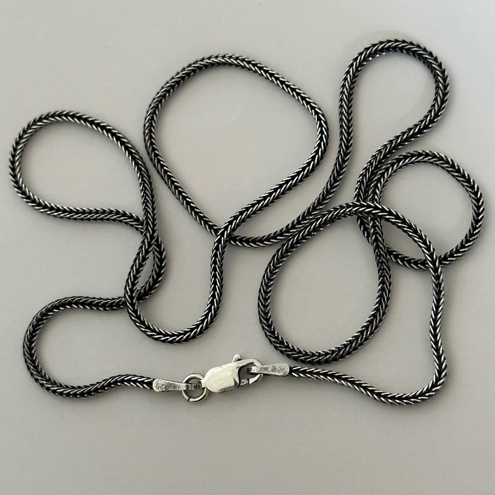 Unisex 19.5” 925 silver chain necklace wheat braided braid